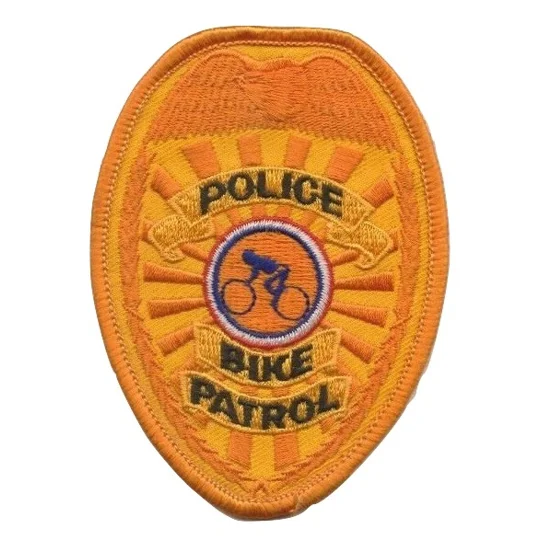 Shield Badge Patch Police Officer Bike Patrol Gold