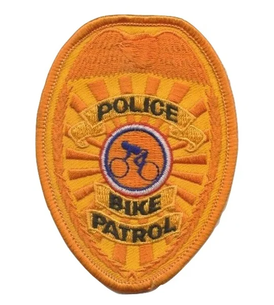 Shield Badge Patch Police Officer Bike Patrol Gold