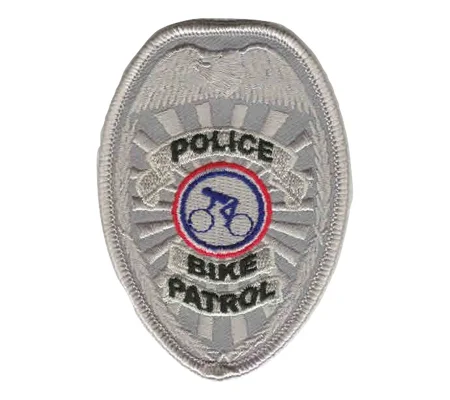 Shield Badge Patch Police Officer Bike Patrol Silver