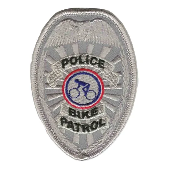 Shield Badge Patch Police Officer Bike Patrol Silver