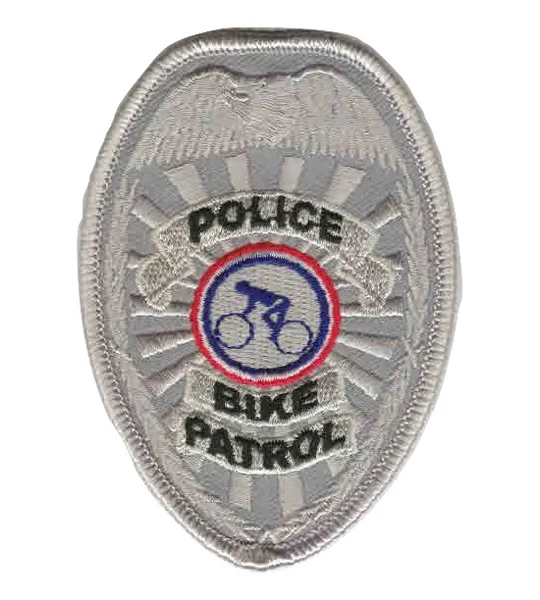 Shield Badge Patch Police Officer Bike Patrol Silver
