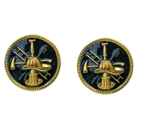 Fire Scramble Disc Collar Pin Insignia Gold Blue Style 2