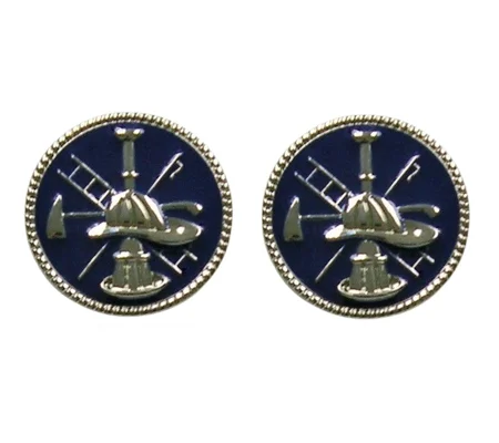 Fire Scramble Disc Collar Pin Insignia Silver Blue Style 2