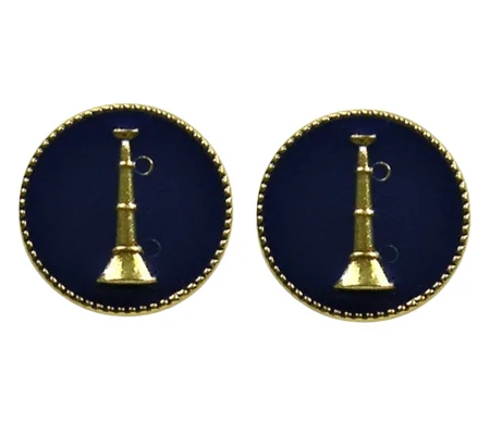 Collar Pins Bugles Disc 1 Bugle Gold Lieutenant Blue