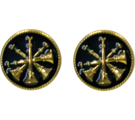 Collar Pins Disc 4 Bugles Crossed Deputy Chief Gold Blue