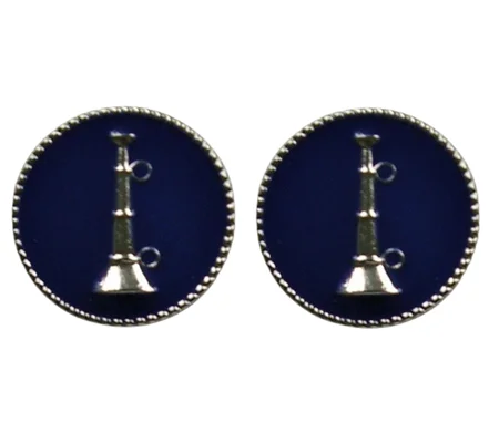 Collar Pins Bugles Disc 1 Bugle Silver Lieutenant Blue