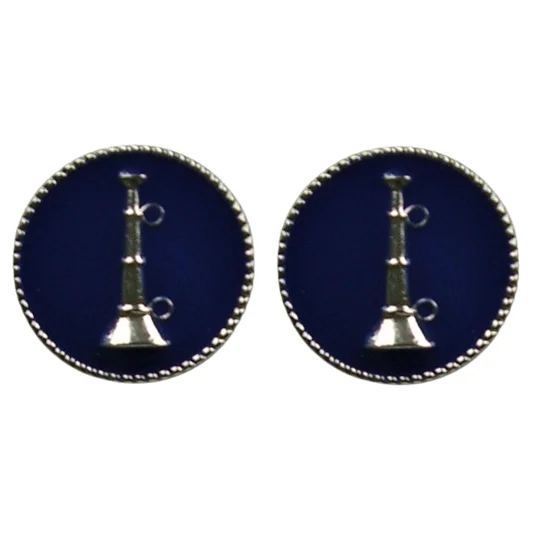 Collar Pins Bugles Disc 1 Bugle Silver Lieutenant Blue