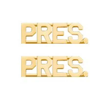 Collar Pins Insignia PRES Letters Gold 3/8 Inch President