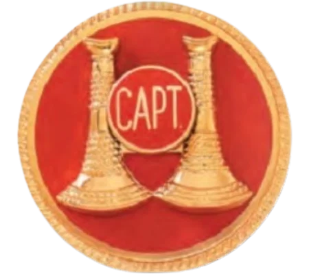 Hat Pin Bugles Disc 2 Bugle Parallel Gold - Red Captain Screw Post