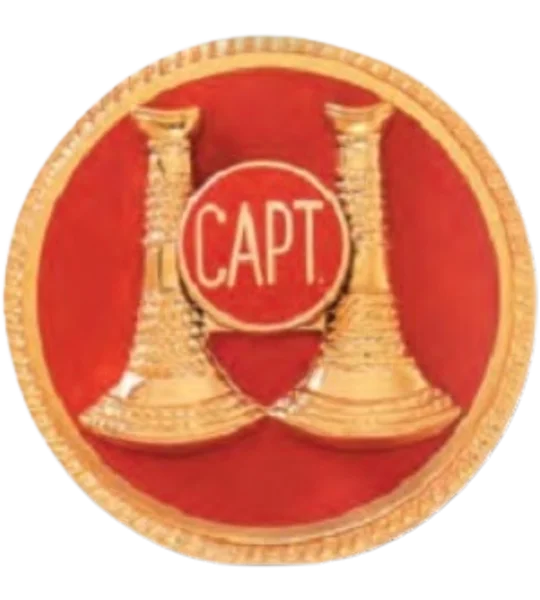 Hat Pin Bugles Disc 2 Bugle Parallel Gold - Red Captain Screw Post