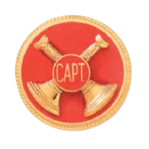 Hat Pin Bugles Disc 2 Bugle Crossed Gold - Red Captain Scr..