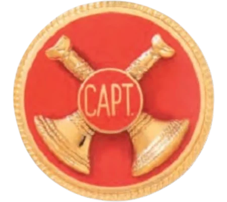 Hat Pin Bugles Disc 2 Bugle Crossed Gold - Red Captain Screw Post