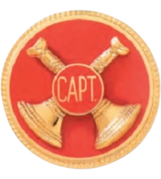 Hat Pin Bugles Disc 2 Bugle Crossed Gold - Red Captain Screw Post