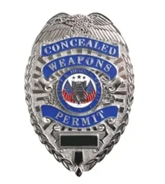 CCW Carry Concealed Weapon Permit Carry Shield Badge Silver