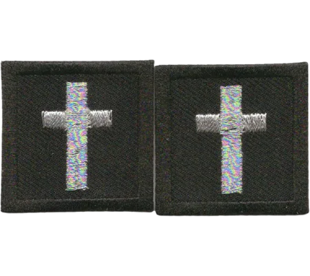 Chaplain Priest Cross Collar Patch Silver
