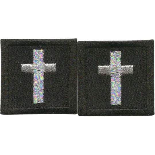 Chaplain Priest Cross Collar Patch Silver