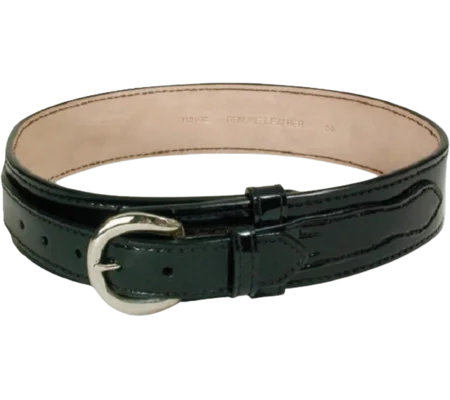 Leather Duty Belt River Style Black 2 1/4" Basket Weave