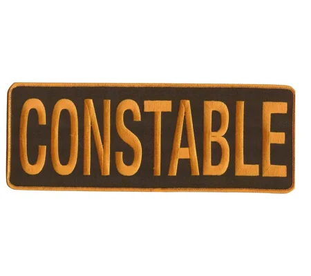 Constable Back Patch Large 4 x 11 Gold on Brown