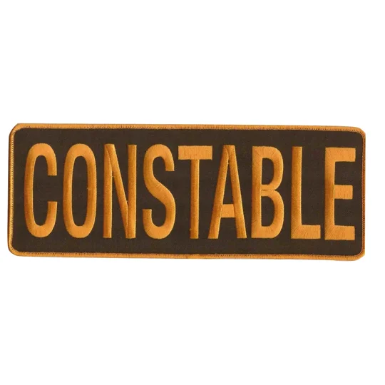 Constable Back Patch Large 4 x 11 Gold on Brown