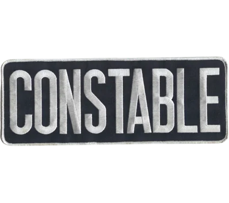Constable Back Patch Large 4 x 11 White on Navy