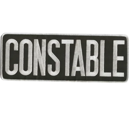 Constable Back Patch Large 4 x 11 White on Black