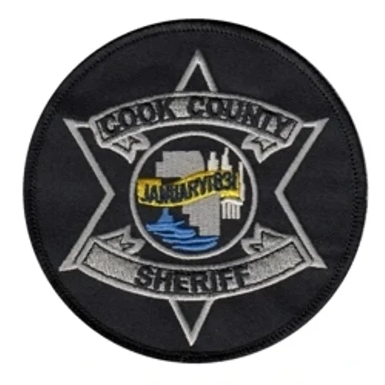 IL Illinois Cook County Sheriffs Patch Silver on Black
