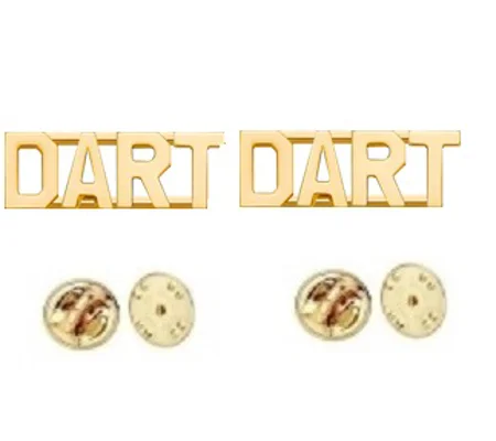 Collar Pins Insignia Letters DART Gold 3/8