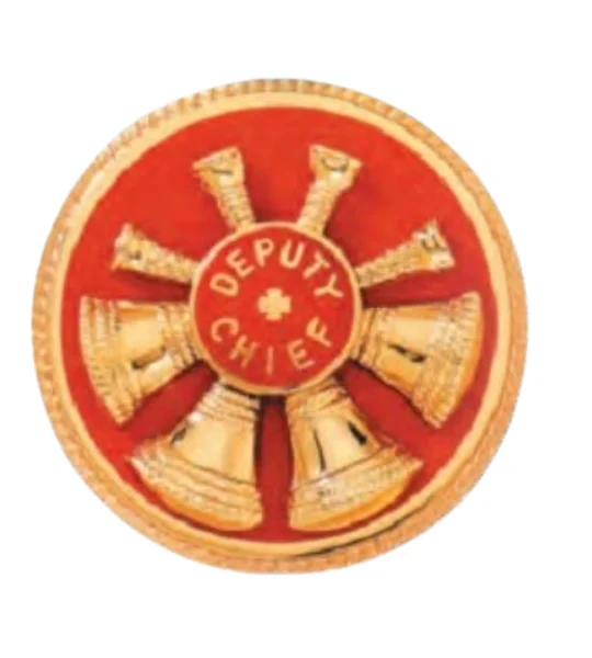 Hat Pin Bugles Disc 4 Bugle Gold - Red Deputy Chief Screw Post