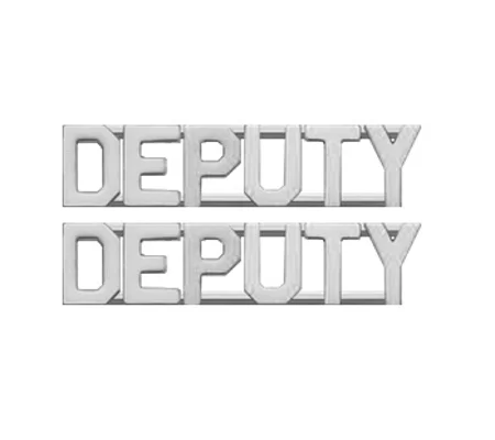 Collar Pins Letters 1/4" Sheriff DEPUTY Silver