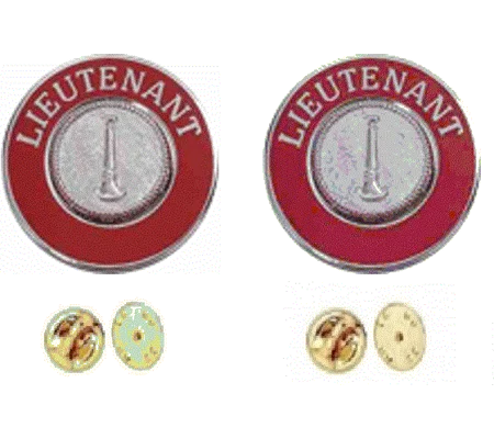 Collar Pins Bugles Disc 1 Bugle Lieutenant Red Silver Insert