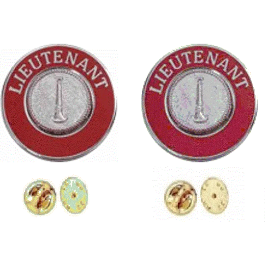 Collar Pins Bugles Disc 1 Bugle Lieutenant Red Silver Insert