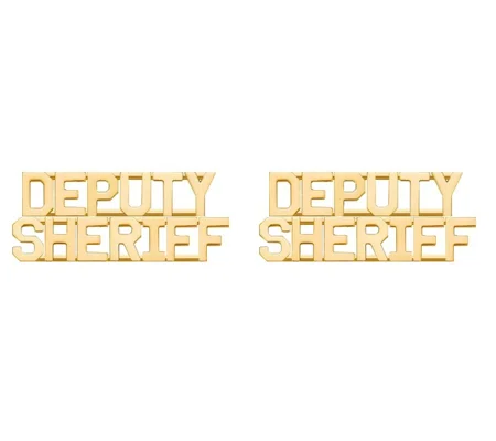 Collar Insignia Pins Letters 1/4" Deputy Sheriff Gold