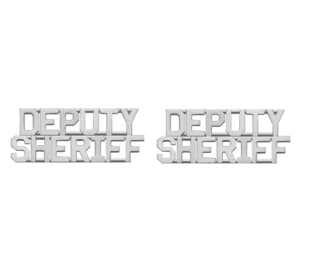 Collar Insignia Pins Letters 1/4" Deputy Sheriff Silver