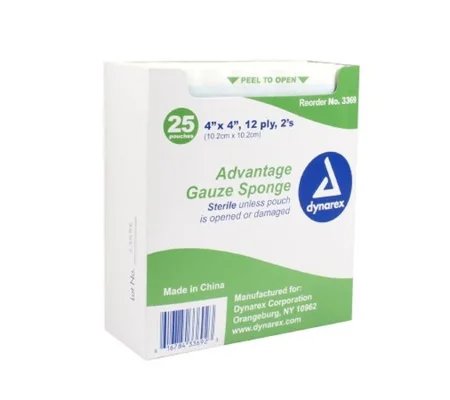 Gauze Sponge Gauze Advantage 12-Ply 4 X 4 Inch Square Sterile COPY