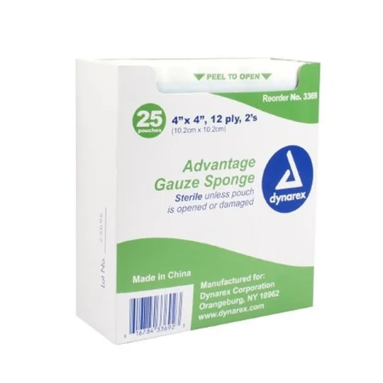 Gauze Sponge Gauze Advantage 12-Ply 4 X 4 Inch Square Sterile COPY