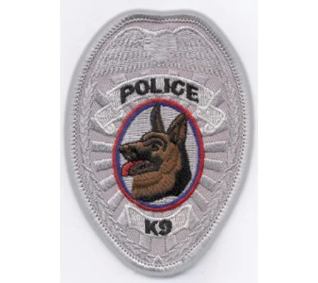 Police K-9 Badge Shield Patch Silver