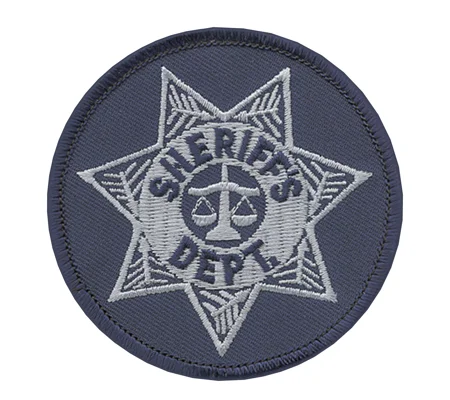 Sheriff Badge Patch Round Star Silver on Navy
