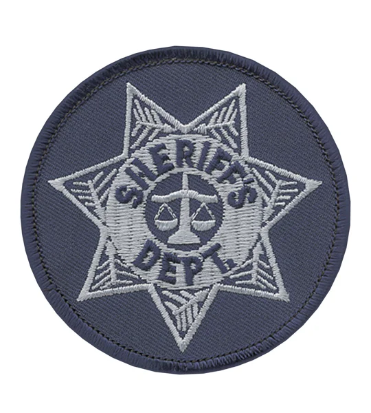 Sheriff Badge Patch Round Star Silver on Navy