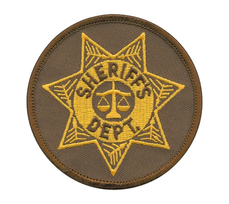Sheriff Badge Patch Round Star Gold on Brown