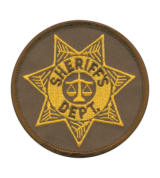 Sheriff Badge Patch Round Star Gold on Brown