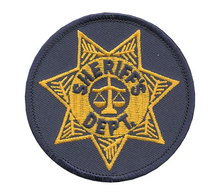 Sheriff Badge Patch Round Star Gold on Navy