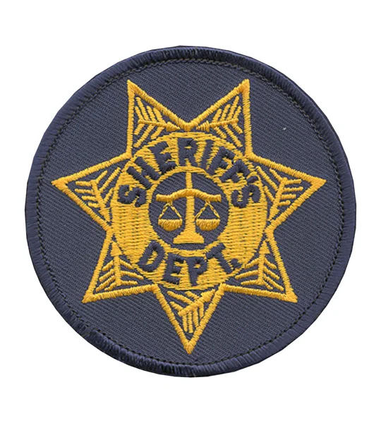 Sheriff Badge Patch Round Star Gold on Navy