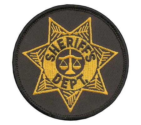 Sheriff Badge Patch Round Star Gold on Black