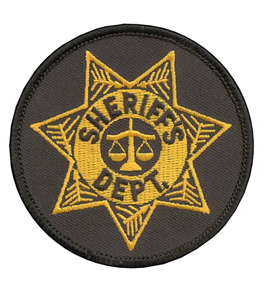 Sheriff Badge Patch Round Star Gold on Black