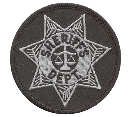 Sheriff Badge Patch Round Star Silver on Midnight Blue