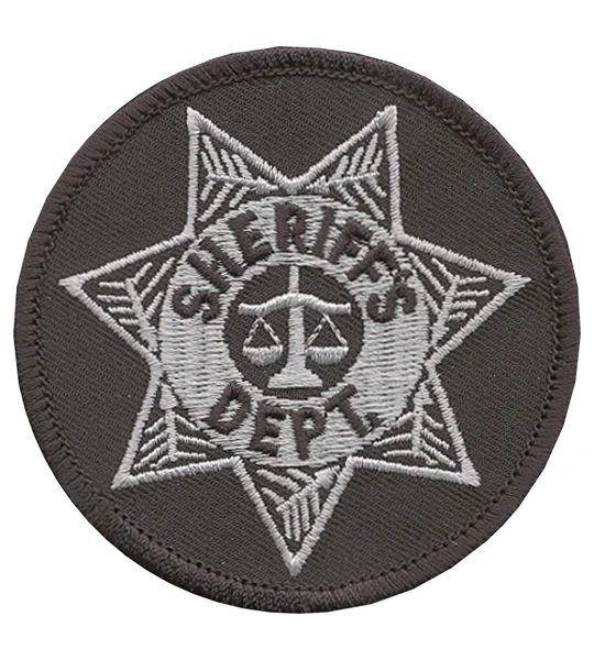 Sheriff Badge Patch Round Star Silver on Midnight Blue