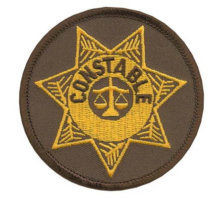 Constable Badge Patch Round Gold on Brown