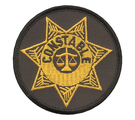 Constable Badge Patch Round Gold on Black