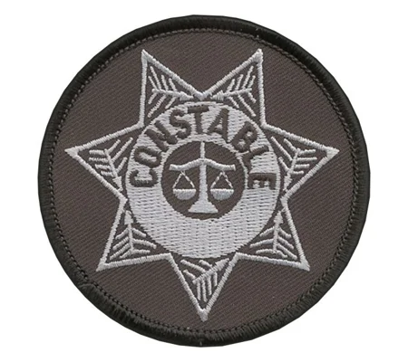 Constable Badge Patch Round Silver on Midnight