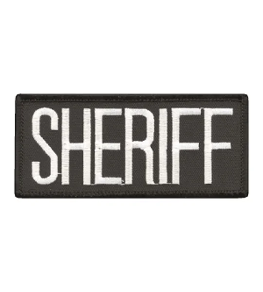 Sheriff Front Patch 2 x 4 White on Black